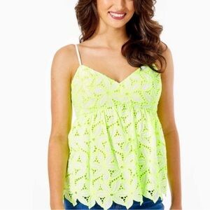 Lilly Pulitzer Mellie Top Pepino Green “Mambo” eyelet  Size 14.